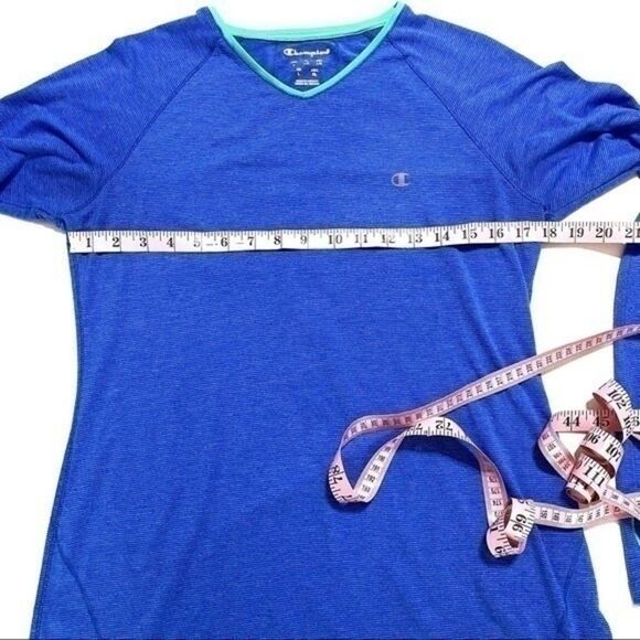 Champion womens size Large blue stripes long sleeved top with thumb hole 150B3 - Picture 9 of 11